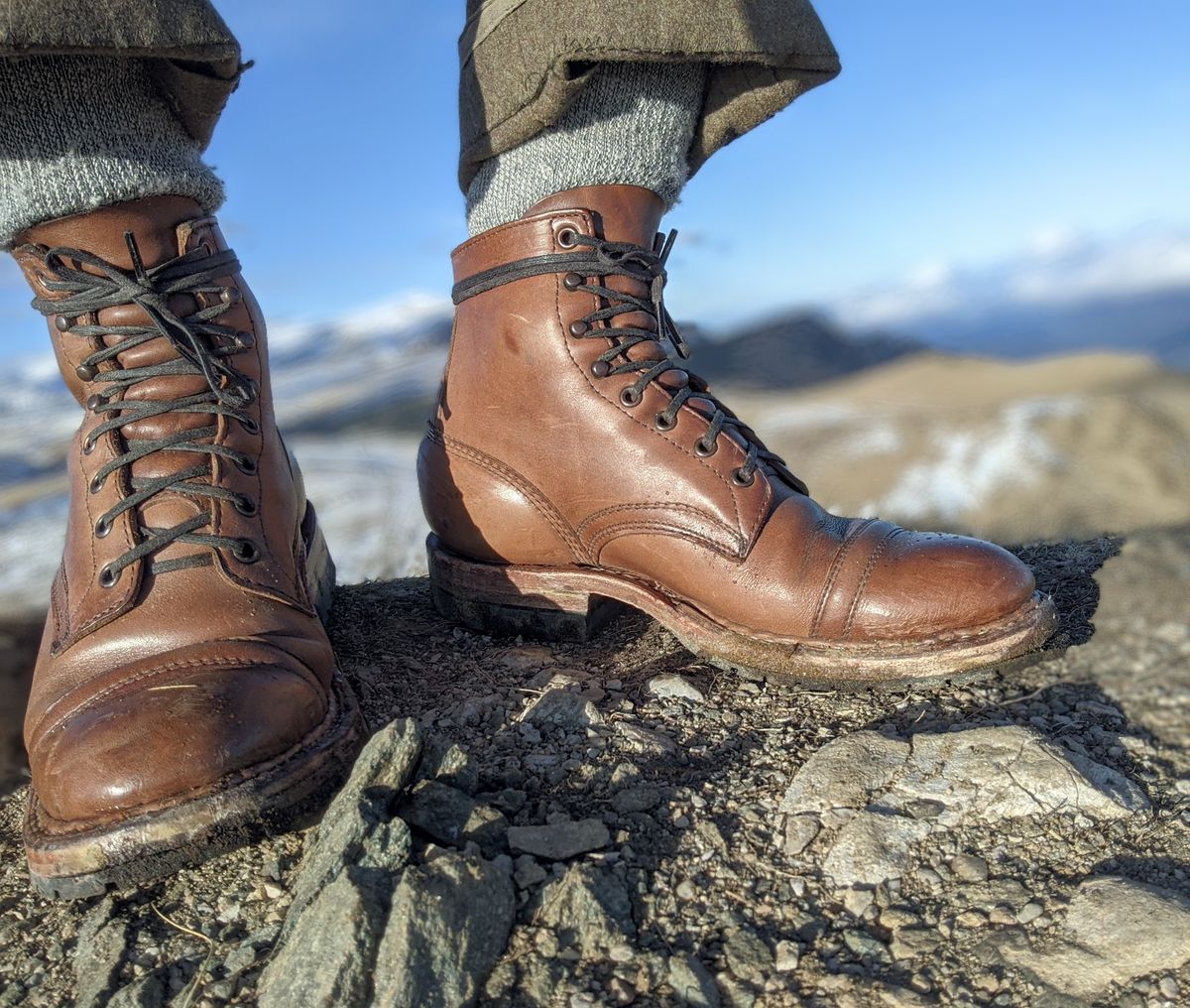 Photo by perfectpatina on December 30, 2022 of the White's MP-Sherman Toe Cap in Horween Natural Chromexcel.