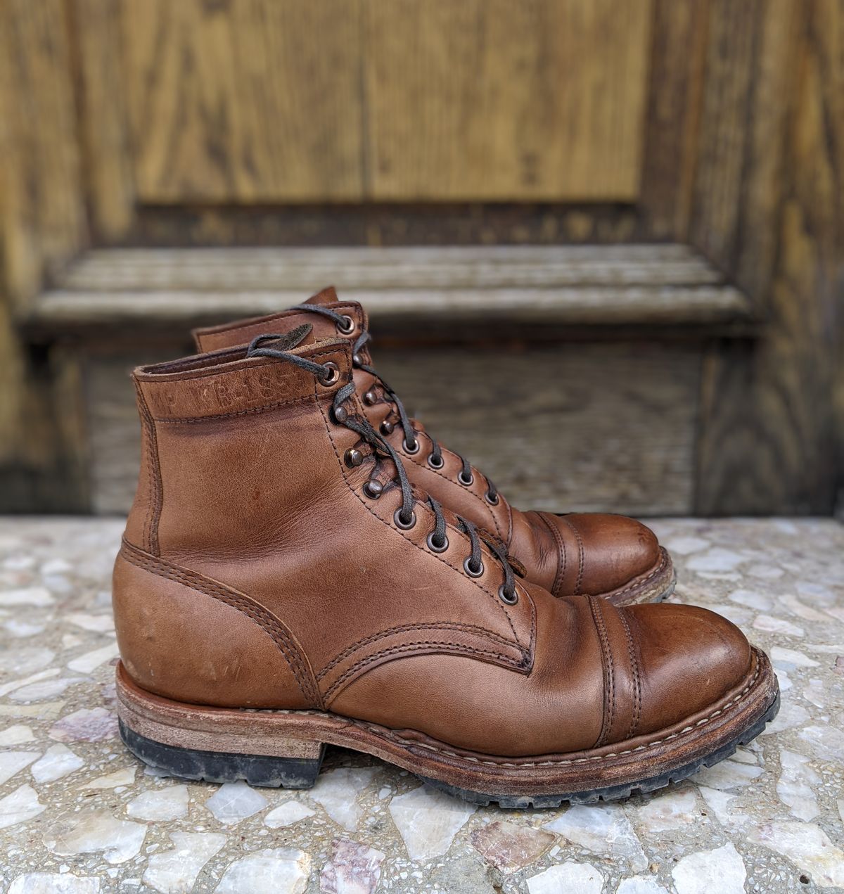 Photo by perfectpatina on February 5, 2023 of the White's MP-Sherman Toe Cap in Horween Natural Chromexcel.