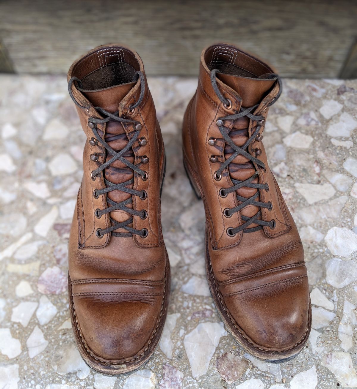 Photo by perfectpatina on February 5, 2023 of the White's MP-Sherman Toe Cap in Horween Natural Chromexcel.