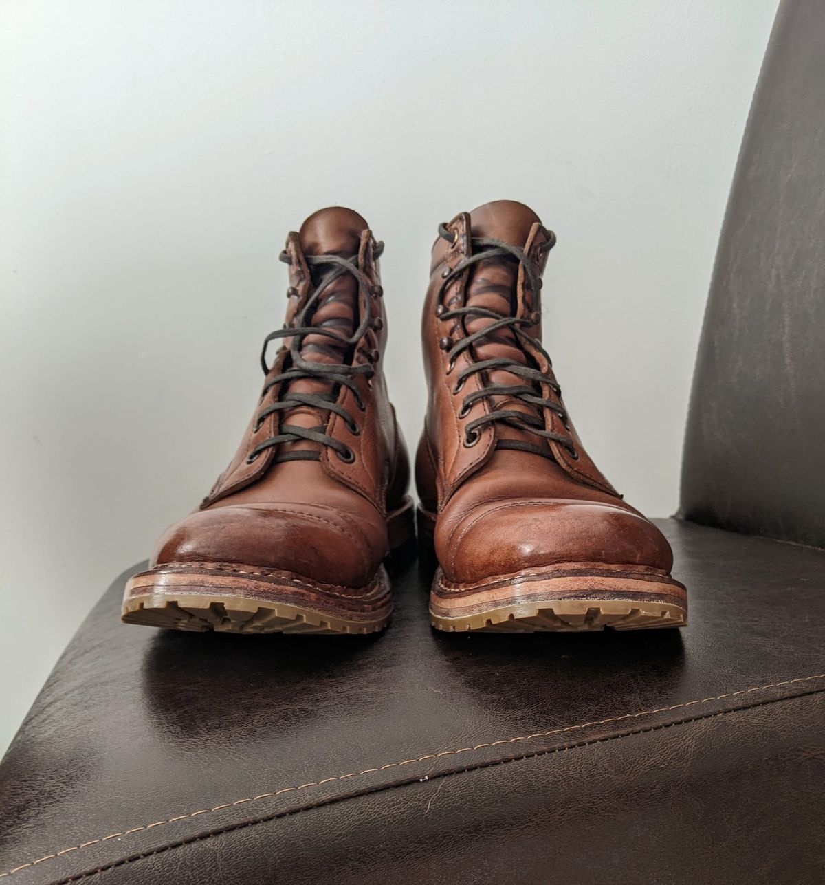 Photo by perfectpatina on March 5, 2023 of the White's MP-Sherman Toe Cap in Horween Natural Chromexcel.