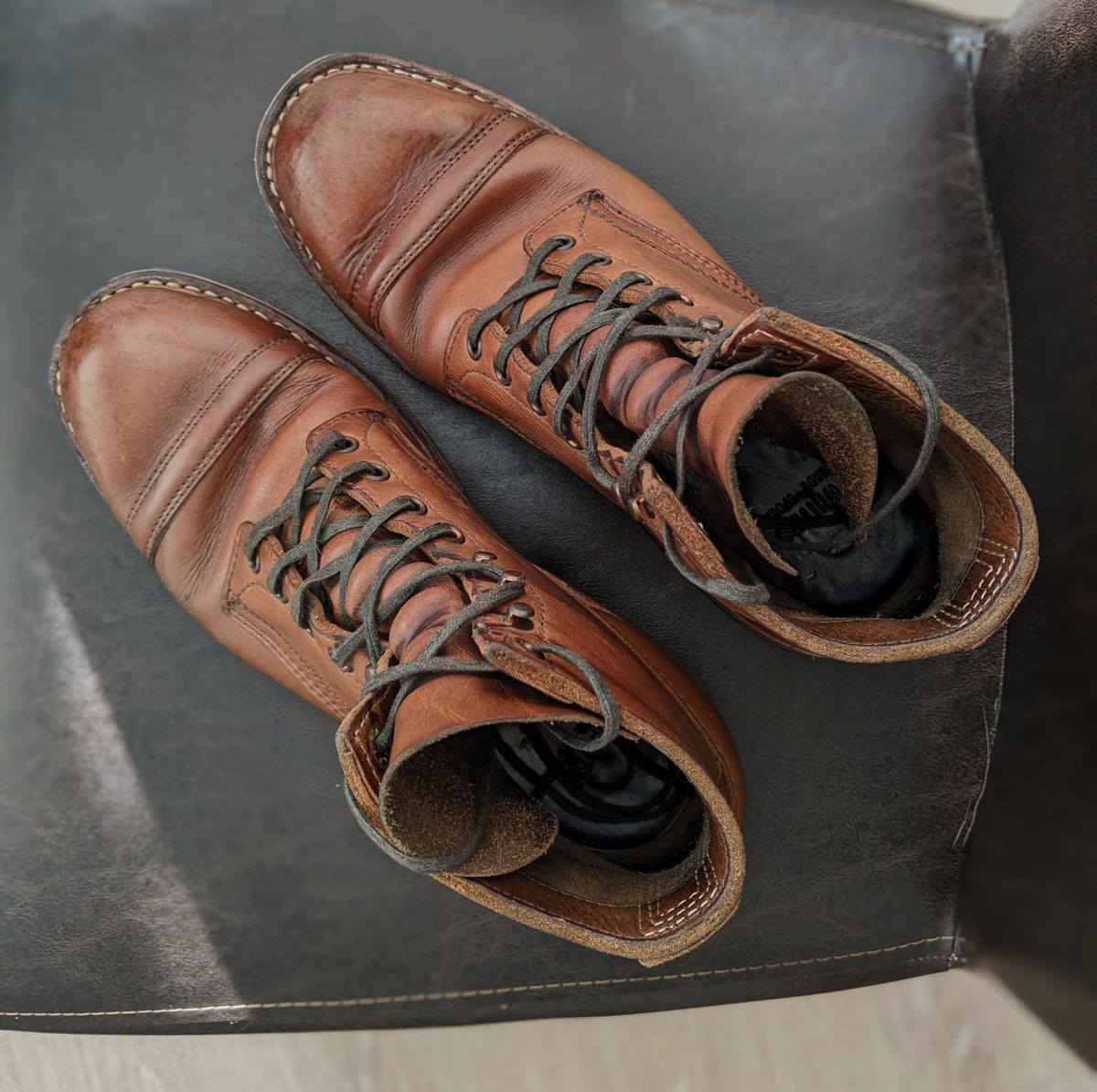 Photo by perfectpatina on March 5, 2023 of the White's MP-Sherman Toe Cap in Horween Natural Chromexcel.