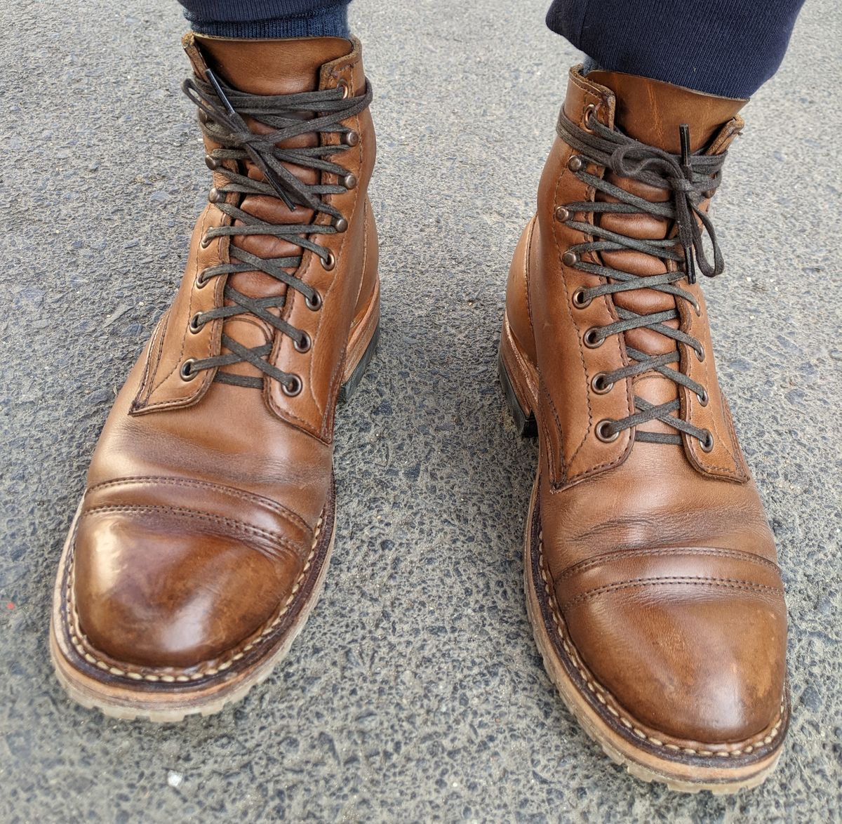 Photo by perfectpatina on March 5, 2023 of the White's MP-Sherman Toe Cap in Horween Natural Chromexcel.