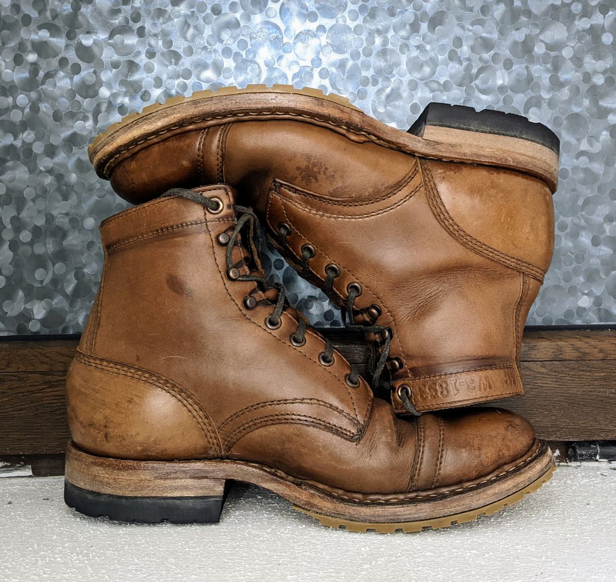 Photo by perfectpatina on April 5, 2023 of the White's MP-Sherman Toe Cap in Horween Natural Chromexcel.