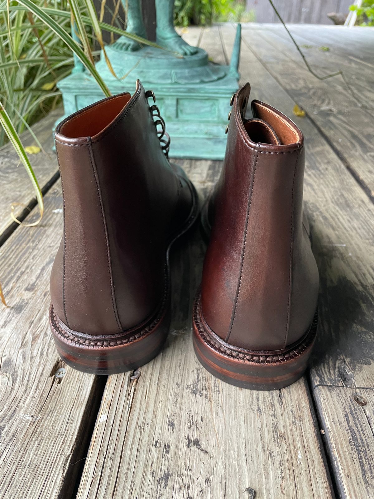 Photo by maturin on October 1, 2022 of the Grant Stone Cap Toe Boot in D'Annonay Choco Rusticalf.
