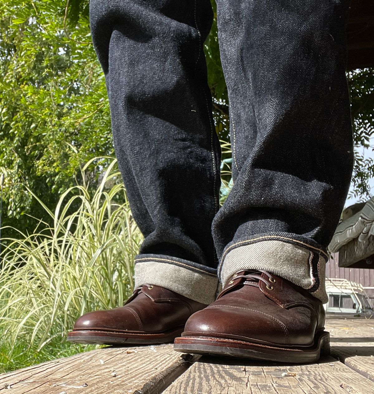 Photo by maturin on October 1, 2022 of the Grant Stone Cap Toe Boot in D'Annonay Choco Rusticalf.