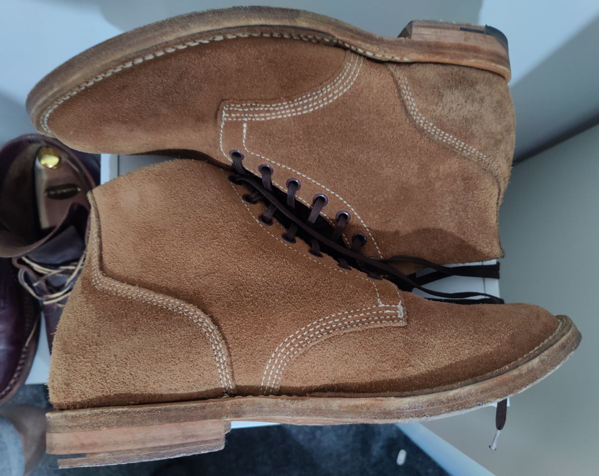 Photo by init on August 15, 2022 of the Viberg Boondocker in Horween Natural Chromexcel Roughout.