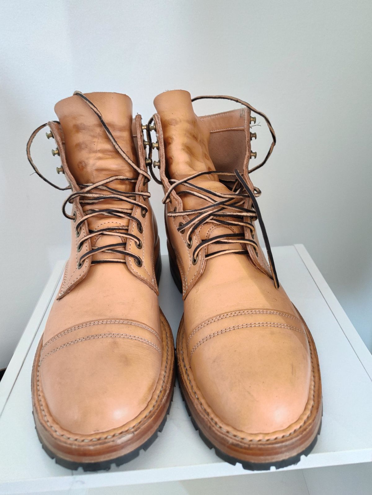 Photo by init on June 30, 2022 of the White's MP-Sherman Toe Cap in Wickett & Craig Natural Veg Tan.