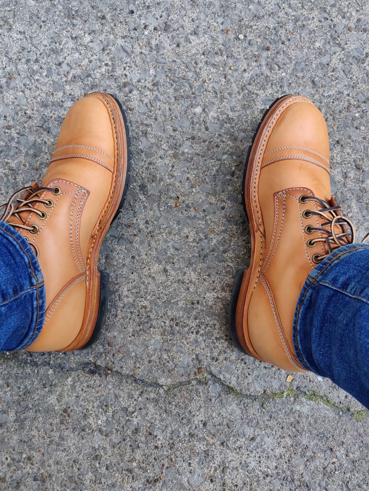 Photo by init on July 3, 2022 of the White's MP-Sherman Toe Cap in Wickett & Craig Natural Veg Tan.