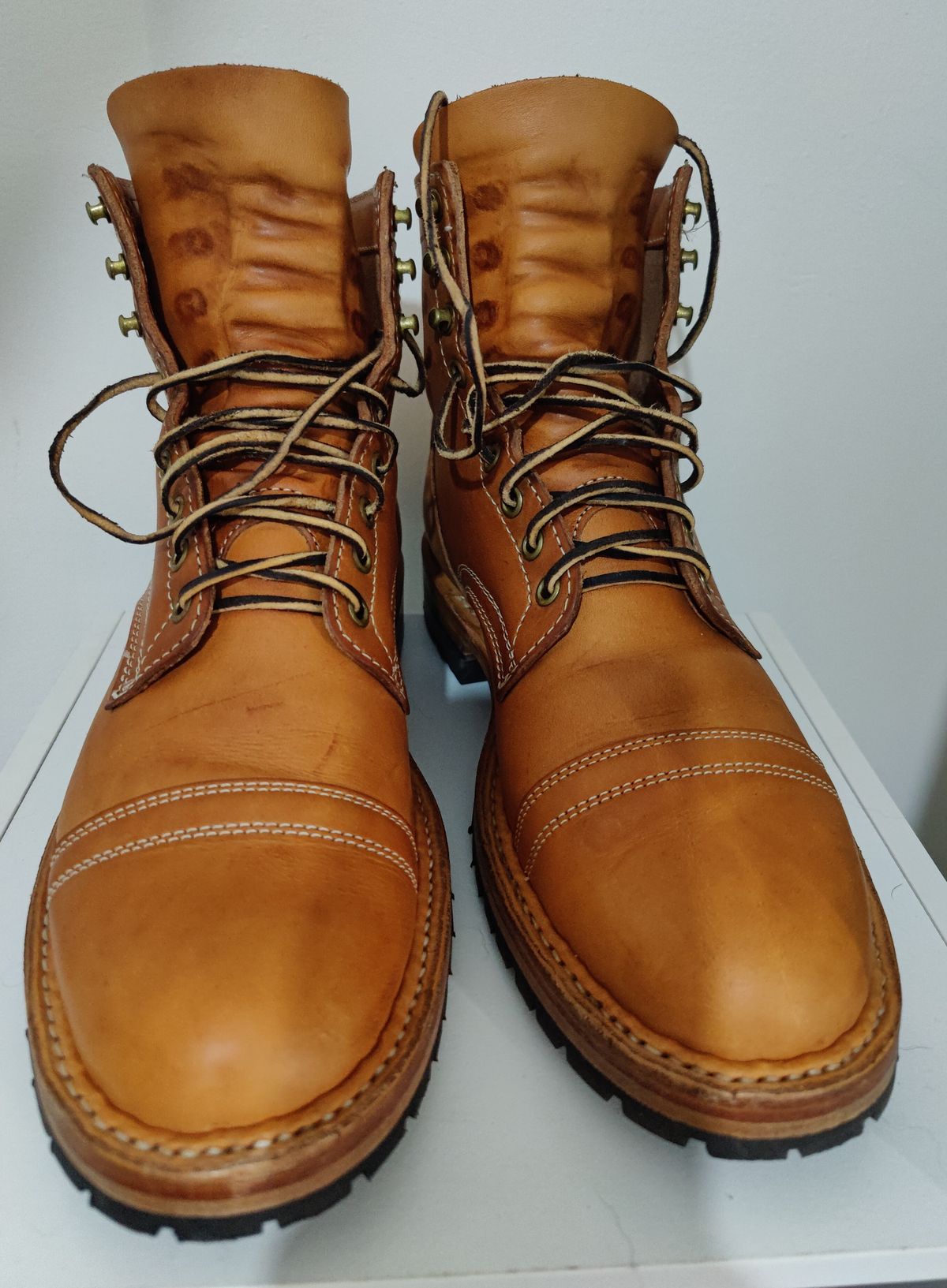 Photo by init on July 12, 2022 of the White's MP-Sherman Toe Cap in Wickett & Craig Natural Veg Tan.