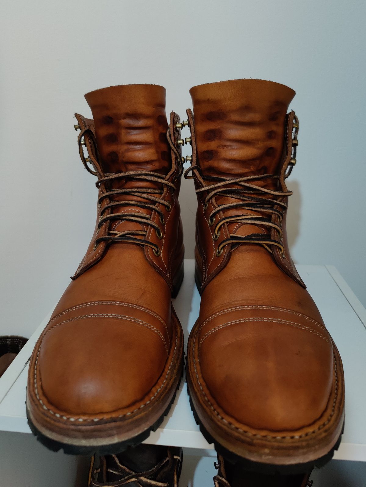 Photo by init on August 16, 2022 of the White's MP-Sherman Toe Cap in Wickett & Craig Natural Veg Tan.