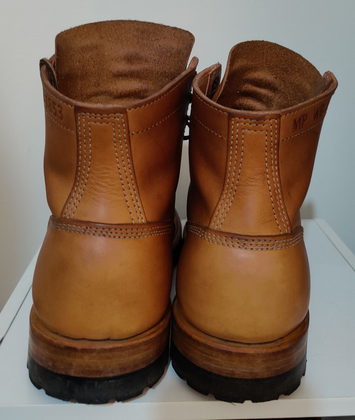 Photo by init on August 16, 2022 of the White's MP-Sherman Toe Cap in Wickett & Craig Natural Veg Tan.