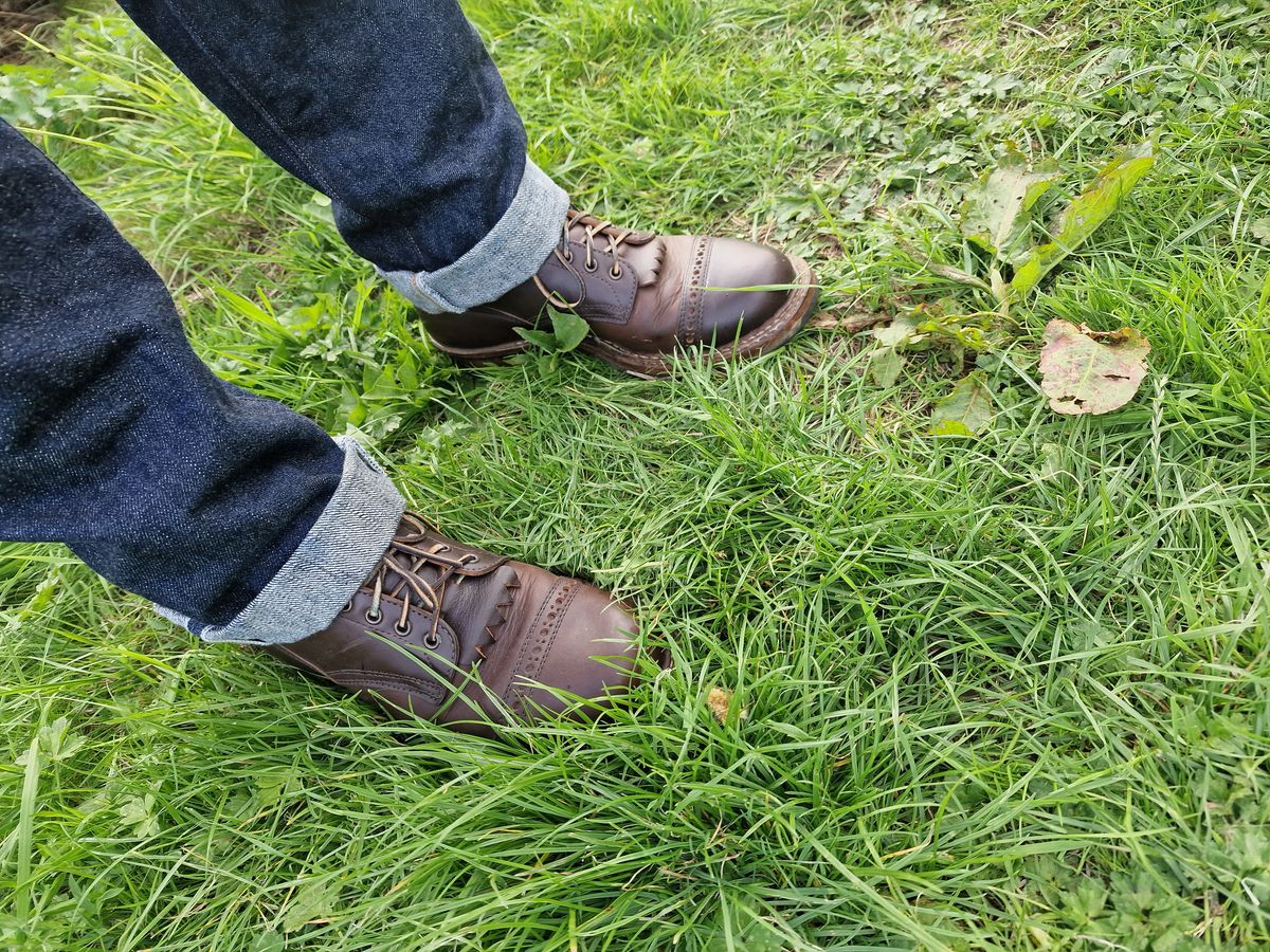 Photo by init on August 7, 2023 of the White's Bounty Hunter in Horween Brown Chromexcel Horsehide.