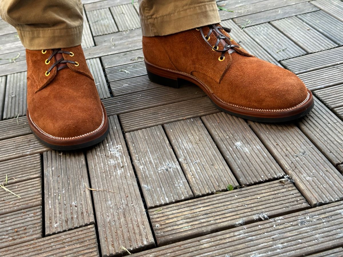 Photo by init on October 31, 2024 of the Iron Boots The Chosen One in S.B. Foot Dune Roughout Suede.