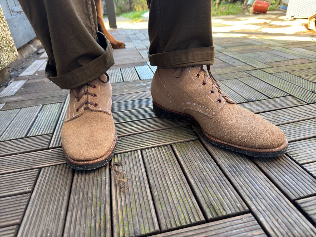 Photo by init on February 25, 2025 of the Clinch Yeager Boots in Wickett & Craig Natural Latigo Roughout.