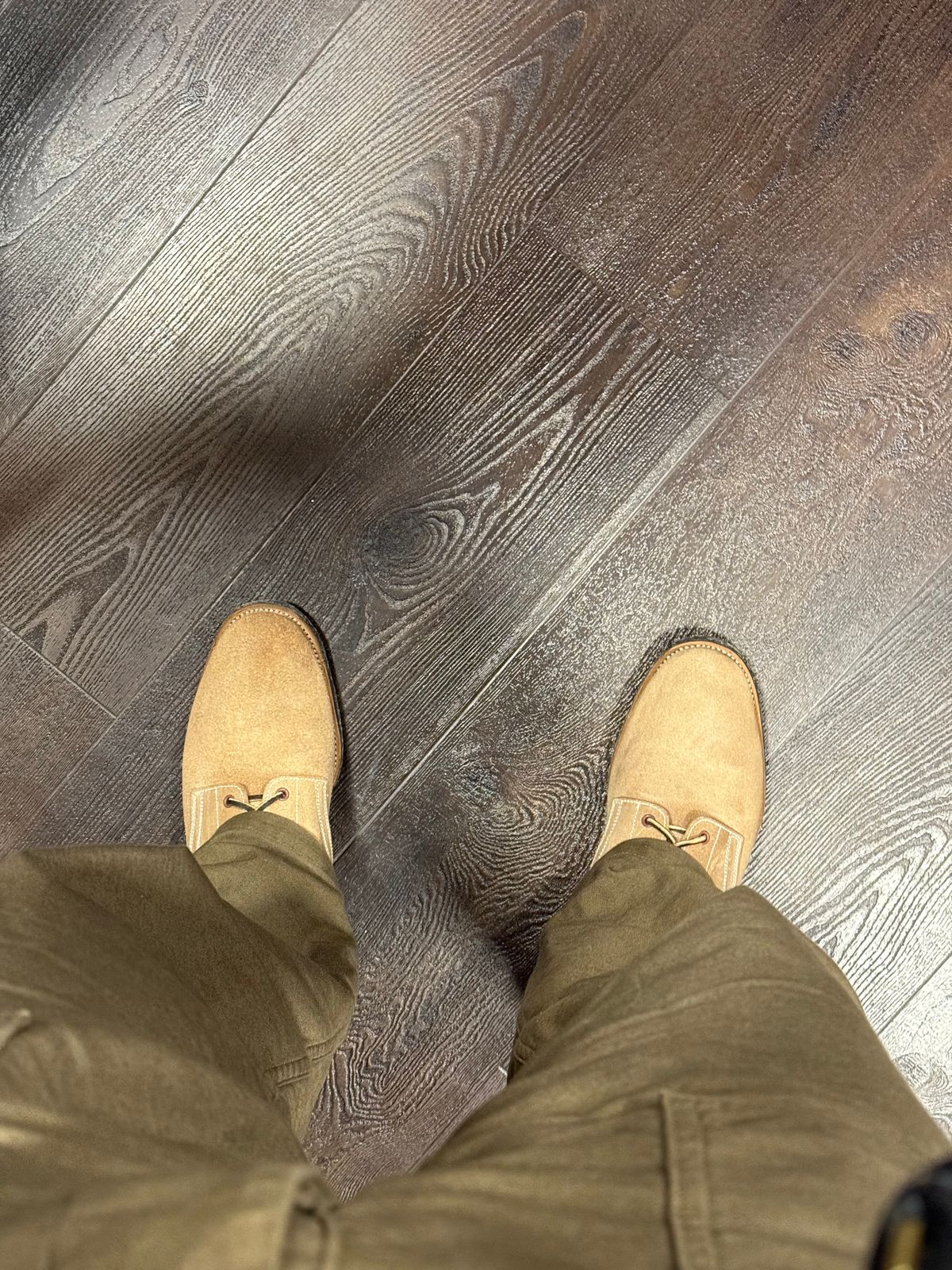 Photo by init on March 1, 2025 of the Clinch Yeager Boots in Wickett & Craig Natural Latigo Roughout.