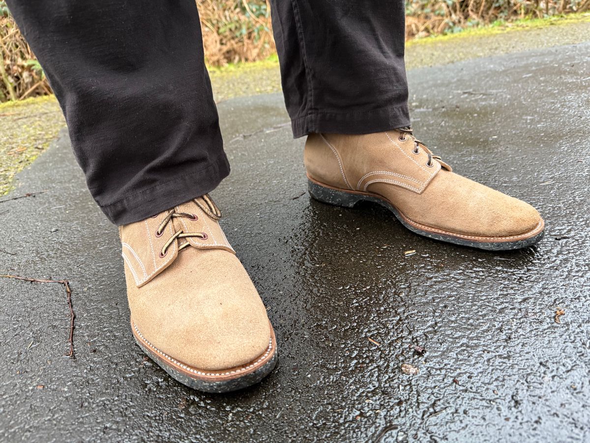 Photo by init on March 10, 2025 of the Clinch Yeager Boots in Wickett & Craig Natural Latigo Roughout.