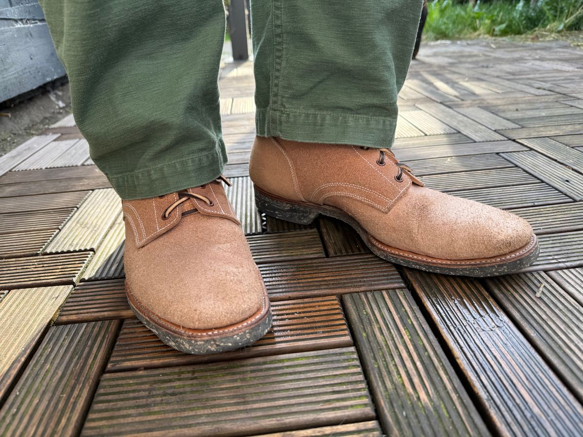 Photo by init on May 11, 2025 of the Clinch Yeager Boots in Wickett & Craig Natural Latigo Roughout.