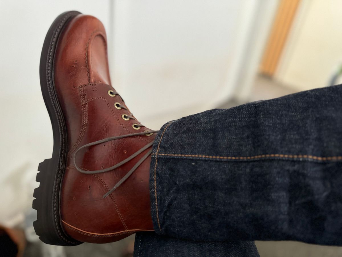 Photo by init on October 6, 2024 of the Grant Stone Brass Boot in Badalassi Carlo Tobacco Minerva.