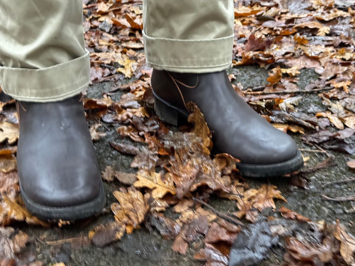 Photo by init on November 10, 2024 of the Addict Boots AB-01 Engineer Boots in Black Dye-Finished Horsehide.