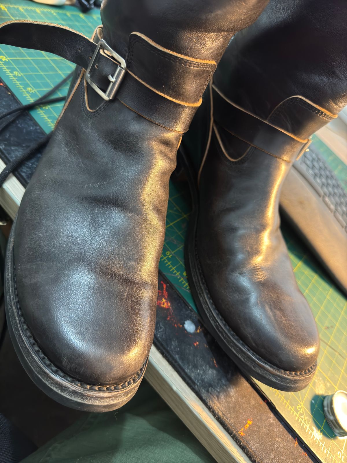 Photo by init on January 12, 2025 of the Addict Boots AB-01 Engineer Boots in Black Dye-Finished Horsehide.