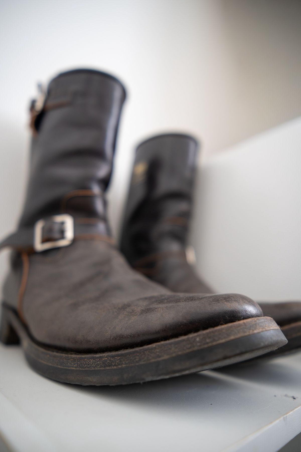 Photo by init on March 20, 2026 of the Addict Boots AB-01 Engineer Boots in Black Dye-Finished Horsehide.