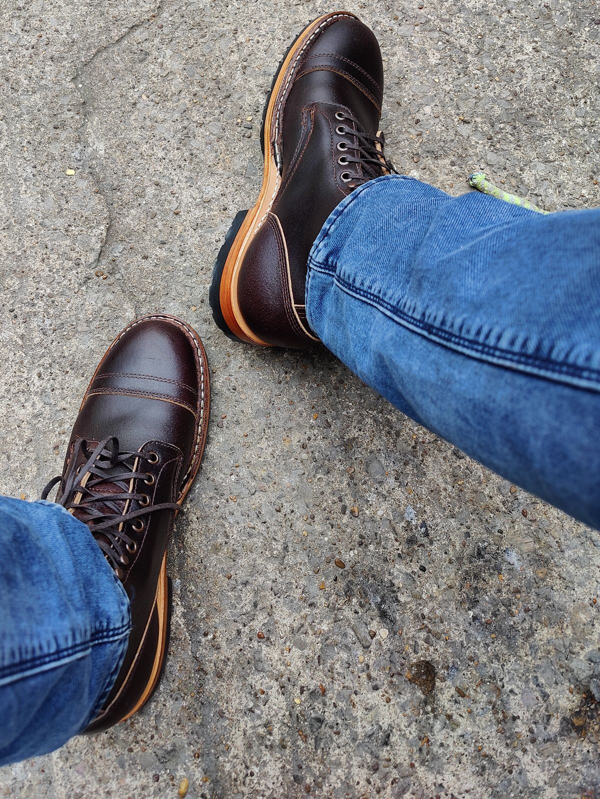 Photo by init on May 6, 2022 of the White's MP-Sherman Toe Cap in Horween Dark Brown Waxed Flesh.