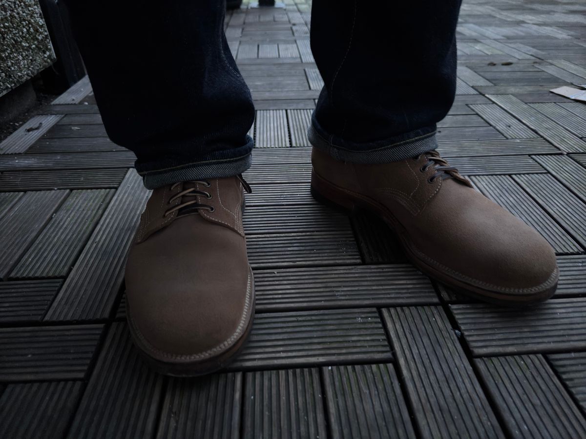 Photo by init on January 30, 2025 of the Viberg Boondocker in Horween Marine Field Roughout.