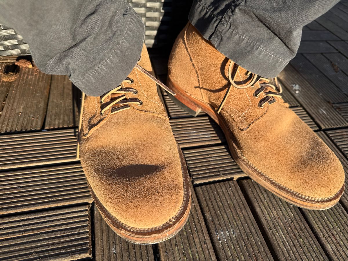 Photo by init on April 2, 2025 of the Viberg Boondocker in Horween Marine Field Roughout.