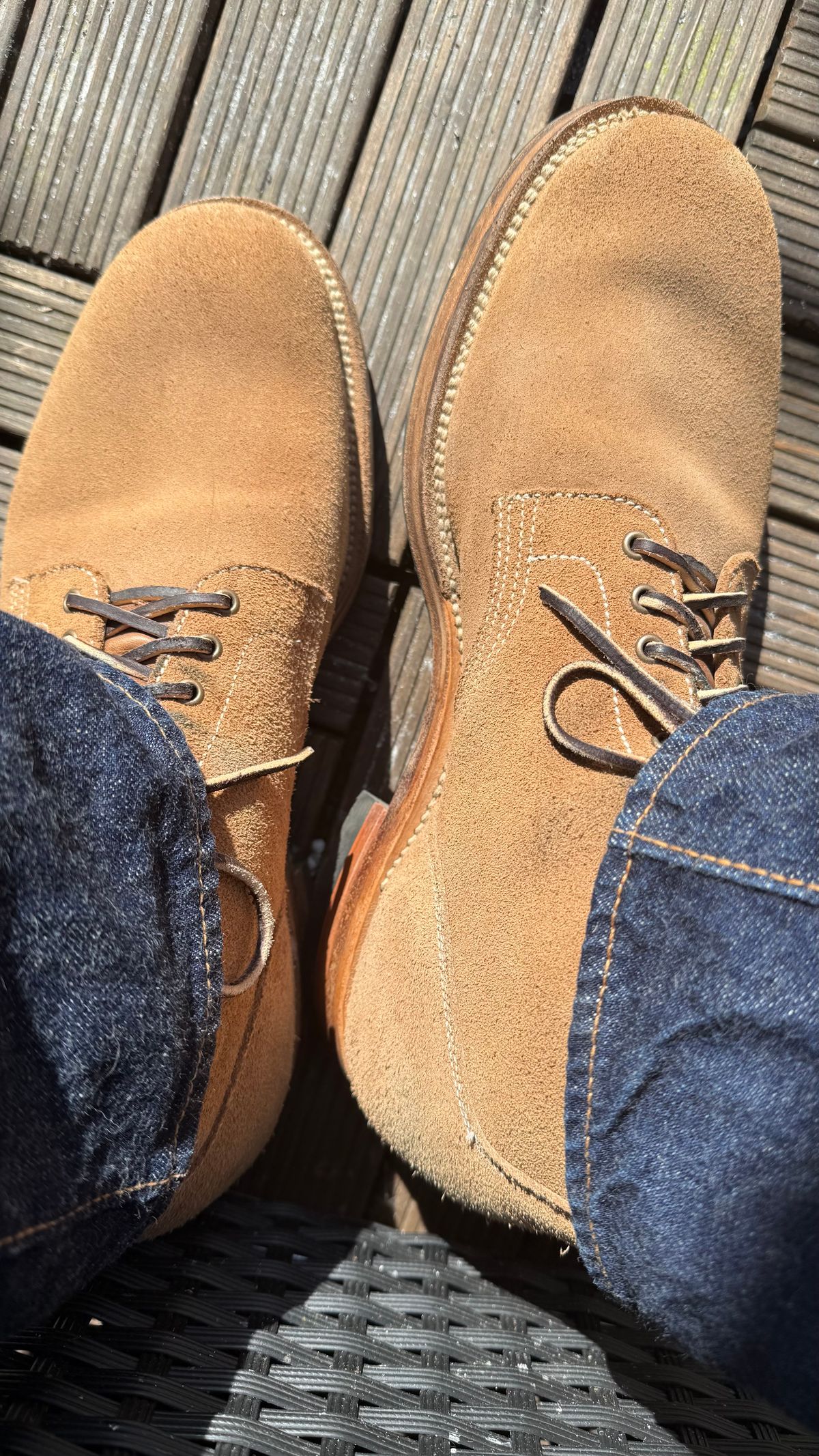 Photo by init on April 27, 2025 of the Viberg Boondocker in Horween Marine Field Roughout.