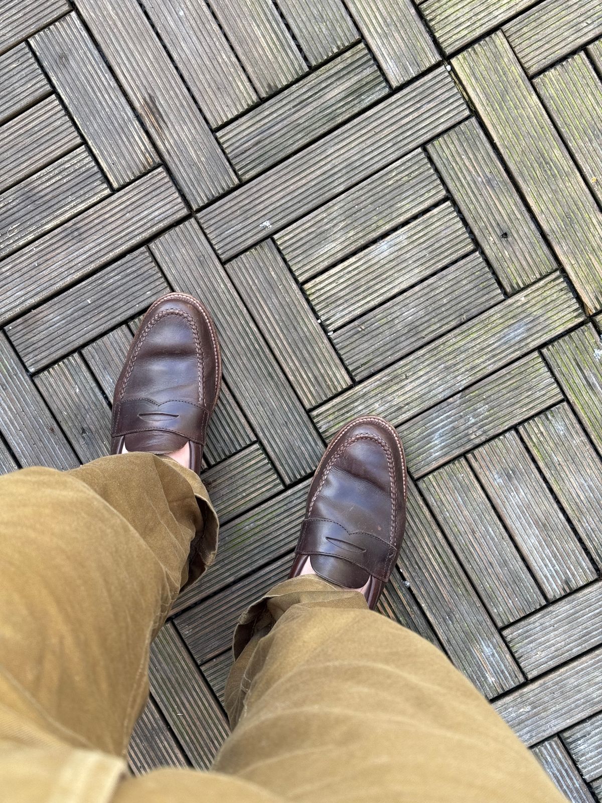 Photo by init on March 11, 2025 of the Alden Leisure Handsewn Penny Loafer in Horween Brown Chromexcel.