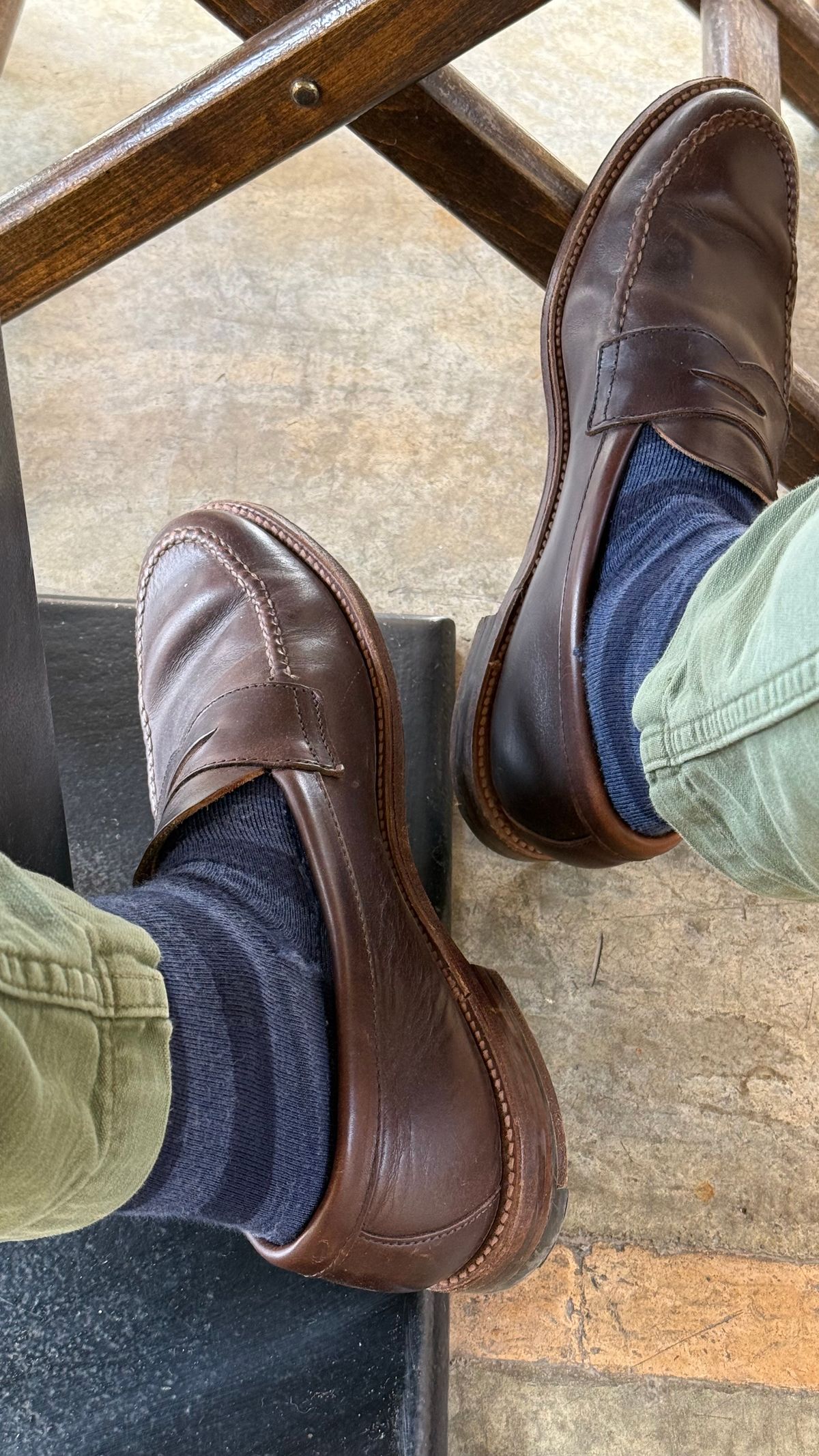 Photo by init on April 18, 2025 of the Alden Leisure Handsewn Penny Loafer in Horween Brown Chromexcel.