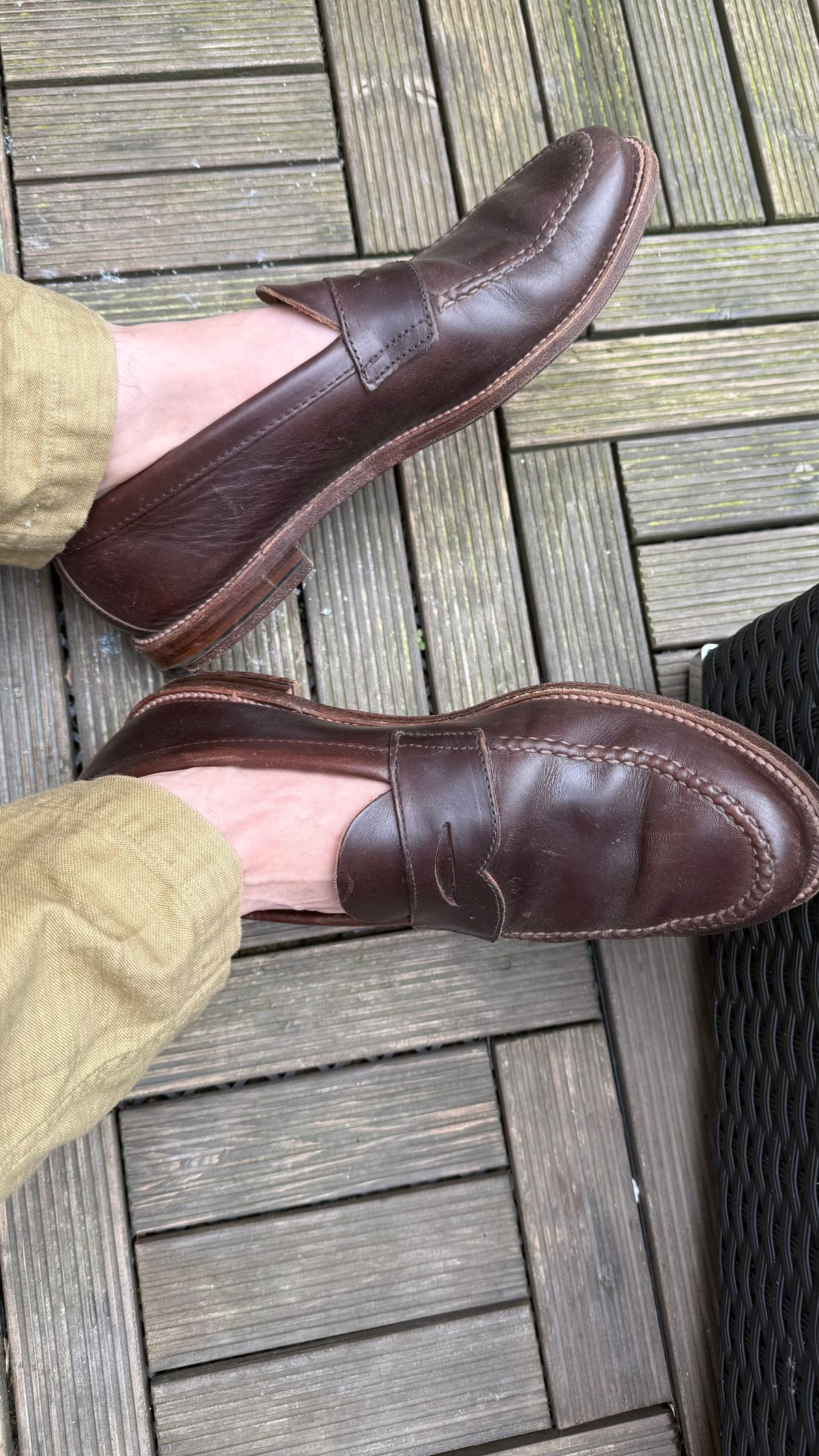 Photo by init on June 13, 2025 of the Alden Leisure Handsewn Penny Loafer in Horween Brown Chromexcel.