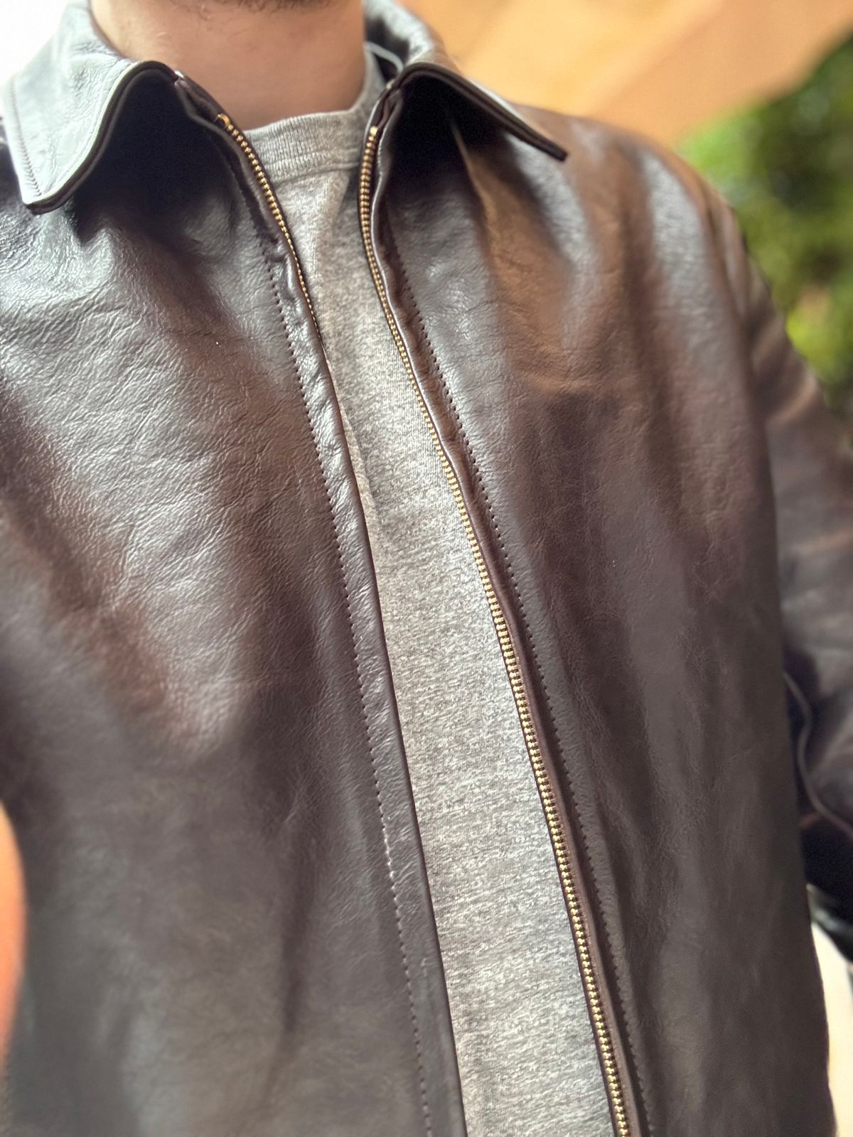 Photo by init on December 1, 2024 of the Aero Leather Clothing Highwayman 1950 in Badalassi Carlo Tobacco Minerva.
