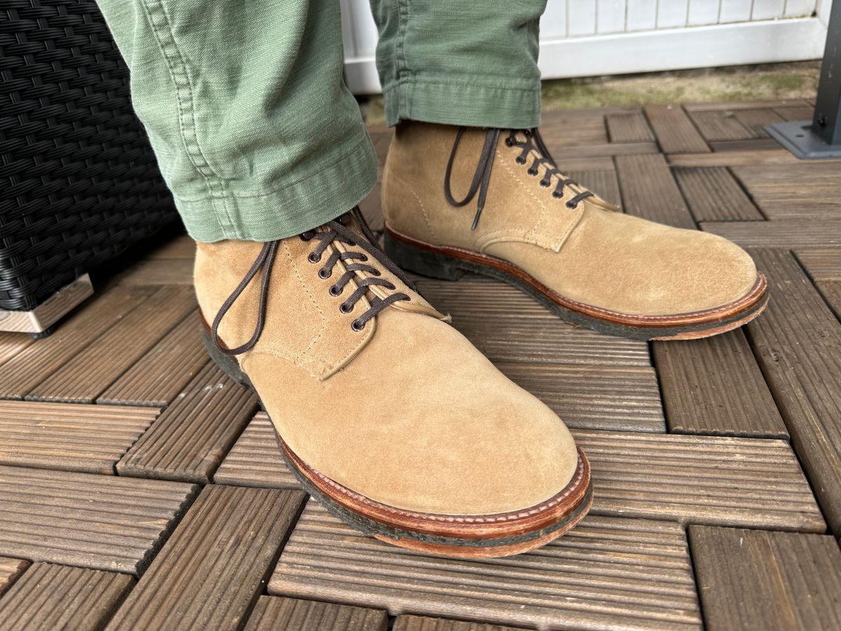 Photo by init on August 22, 2024 of the Alden Plain Toe Boot in Tan Suede.