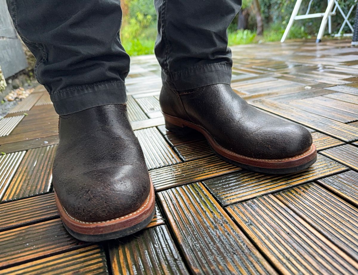 Photo by init on September 13, 2025 of the Briselblack The Keeper 'Type 2' Engineer Boot in Horween Black Waxed Flesh.