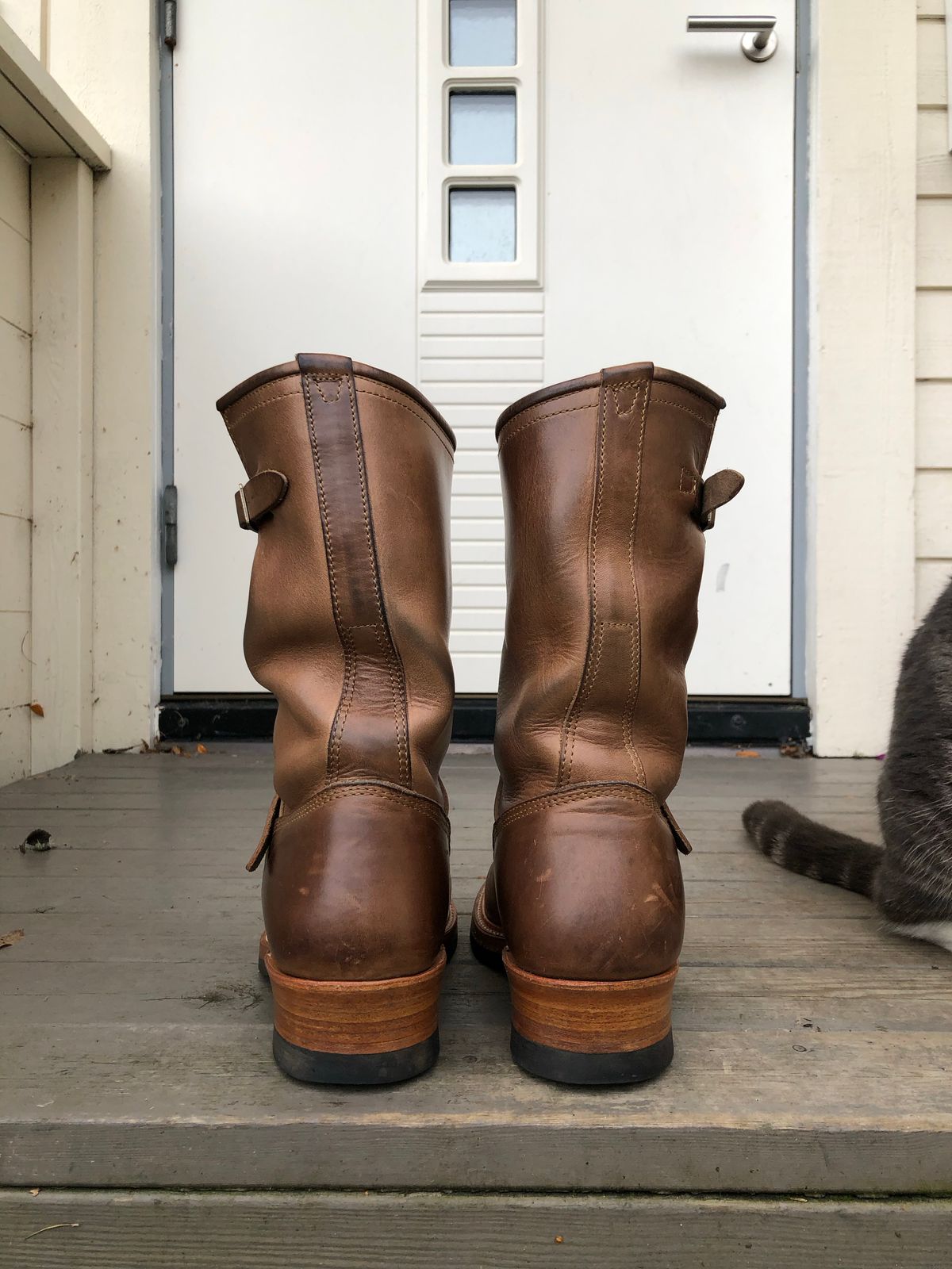 Photo by rarum2 on December 1, 2022 of the John Lofgren Wabash Engineer Boots in Horween Natural Chromexcel.