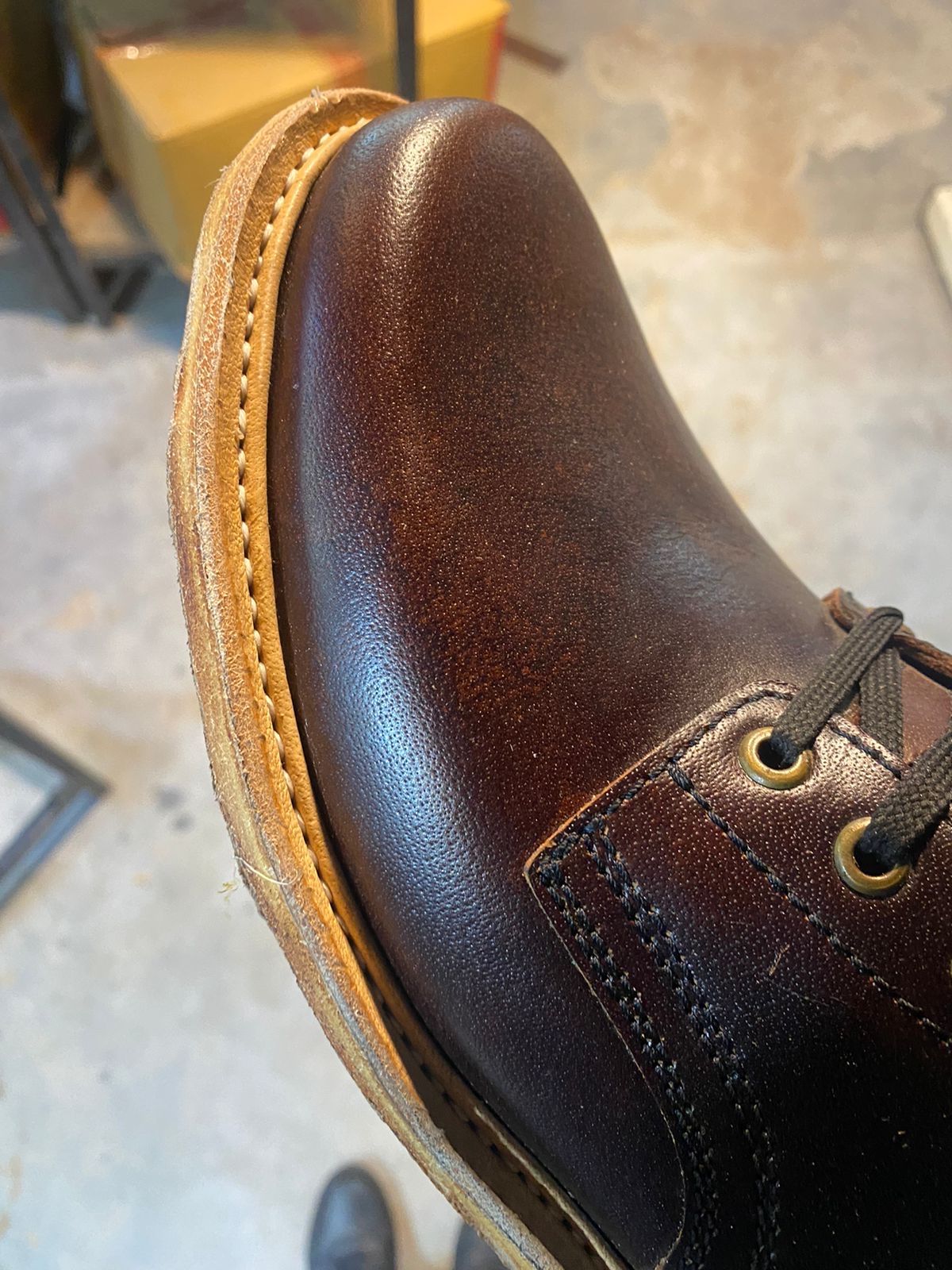 Photo by simplykb on July 22, 2023 of the Craft & Glory Service Boot in Full Grain Waxed Water Buffalo.