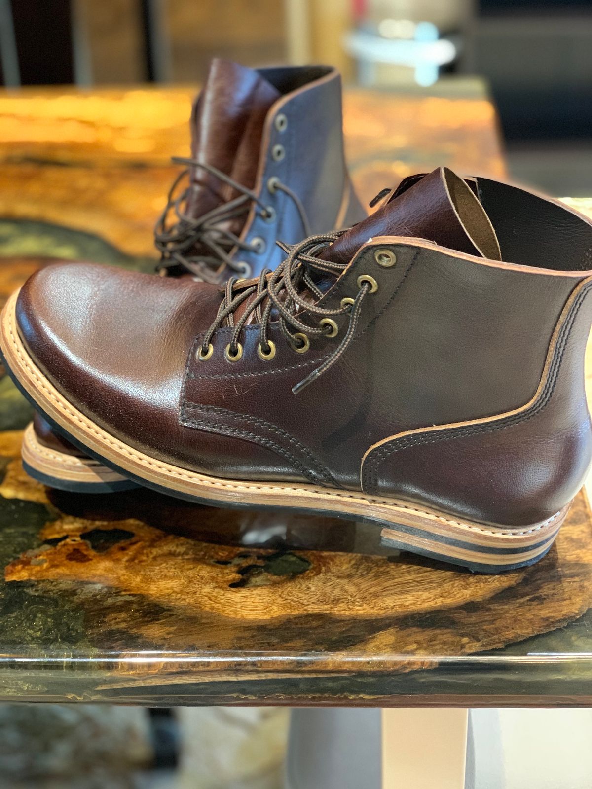 Photo by simplykb on August 9, 2023 of the Craft & Glory Service Boot in Full Grain Waxed Water Buffalo.