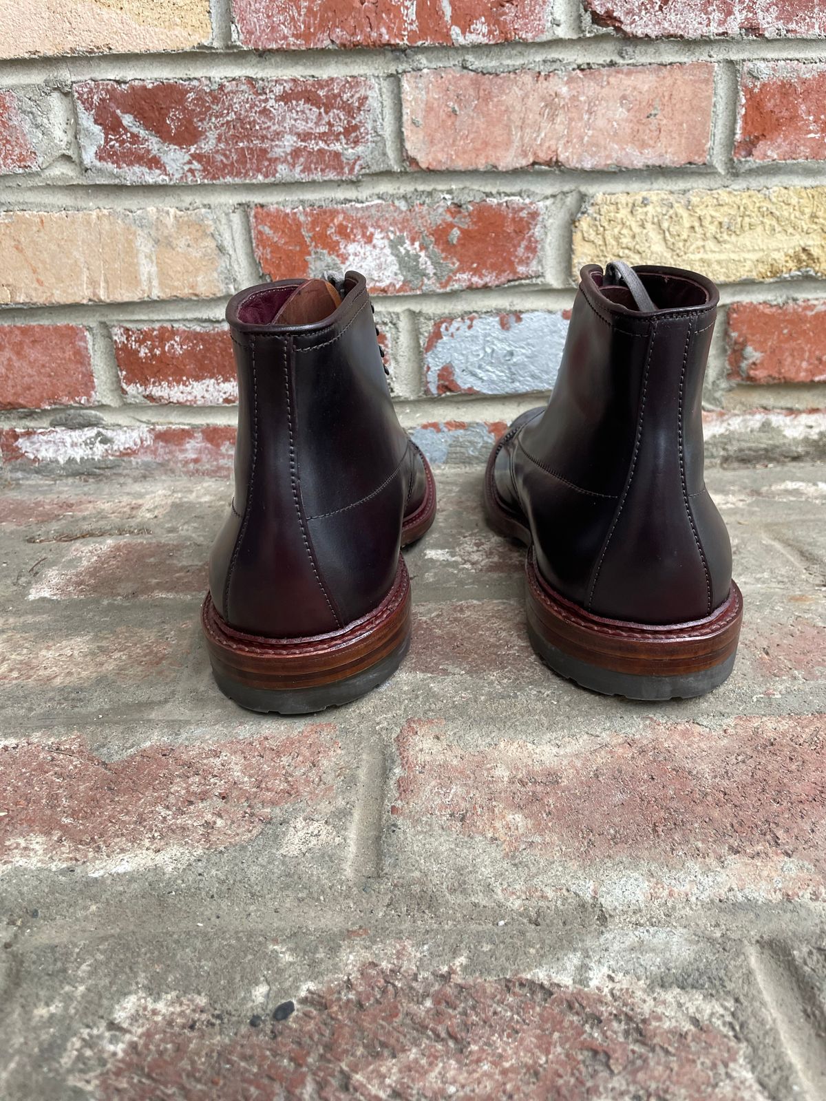 Photo by kspolini on October 1, 2022 of the Alden Perforated Cap Toe Boot in Horween Color 8 Shell Cordovan.