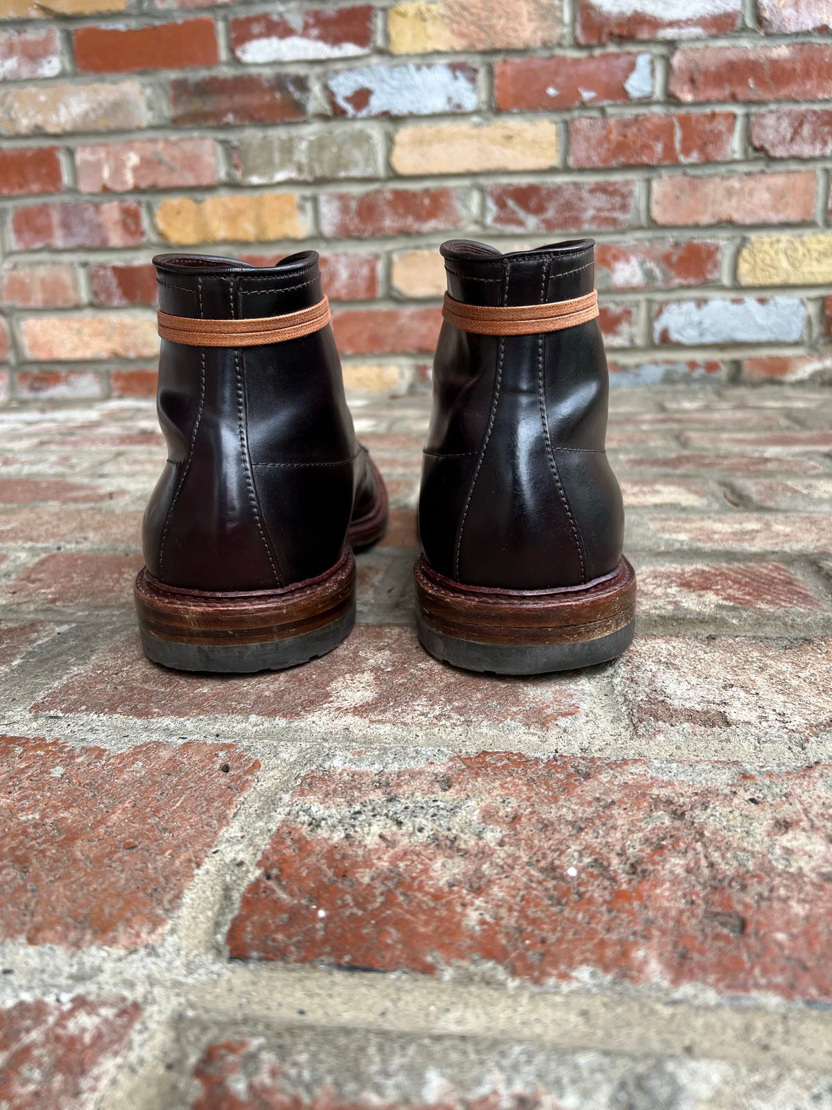 Photo by kspolini on November 5, 2022 of the Alden Perforated Cap Toe Boot in Horween Color 8 Shell Cordovan.