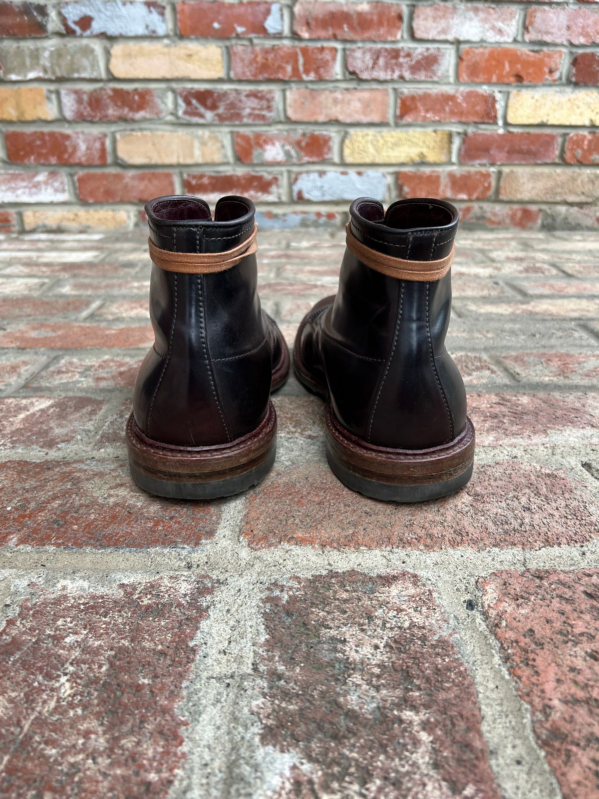 Photo by kspolini on December 4, 2022 of the Alden Perforated Cap Toe Boot in Horween Color 8 Shell Cordovan.
