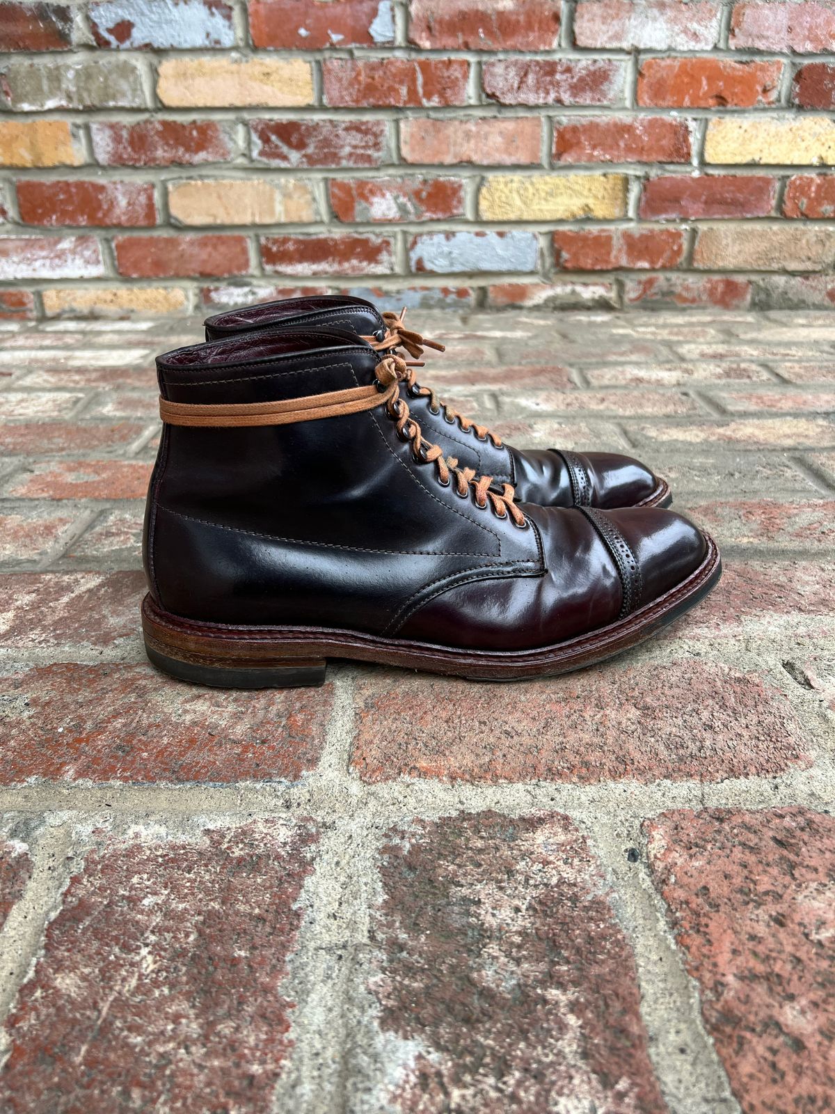 Photo by kspolini on December 4, 2022 of the Alden Perforated Cap Toe Boot in Horween Color 8 Shell Cordovan.