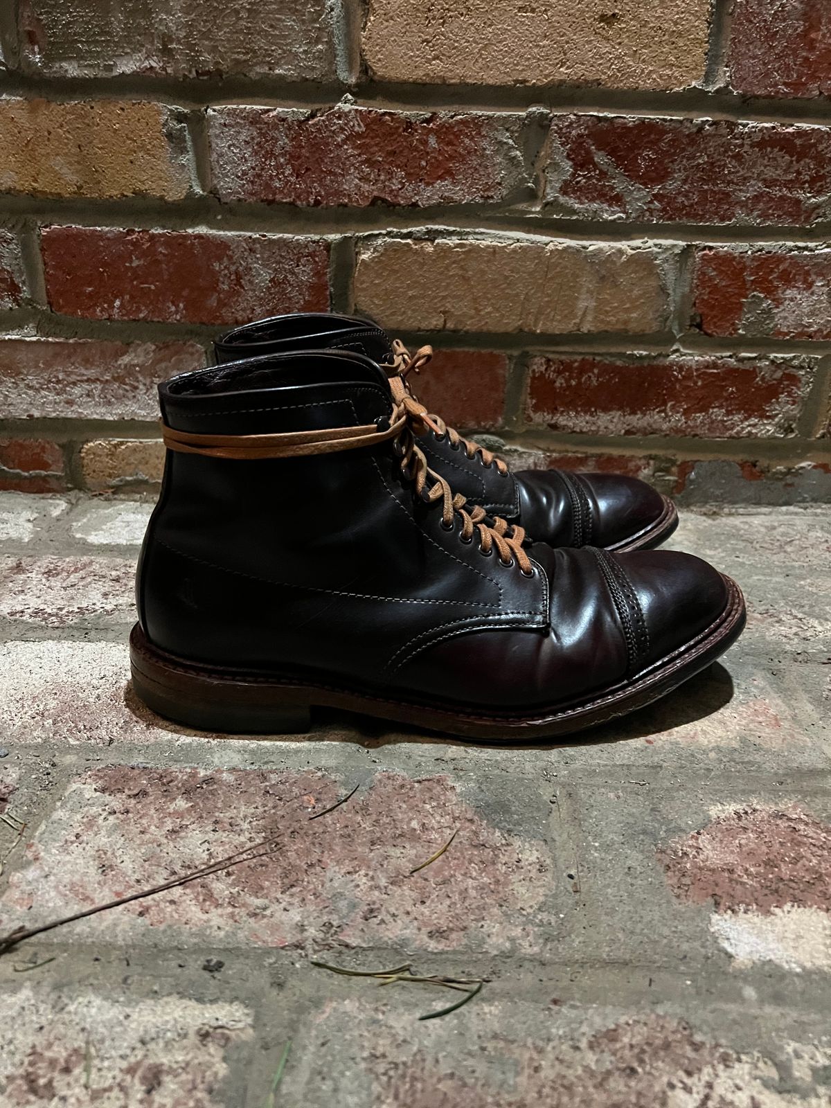 Photo by kspolini on January 4, 2023 of the Alden Perforated Cap Toe Boot in Horween Color 8 Shell Cordovan.