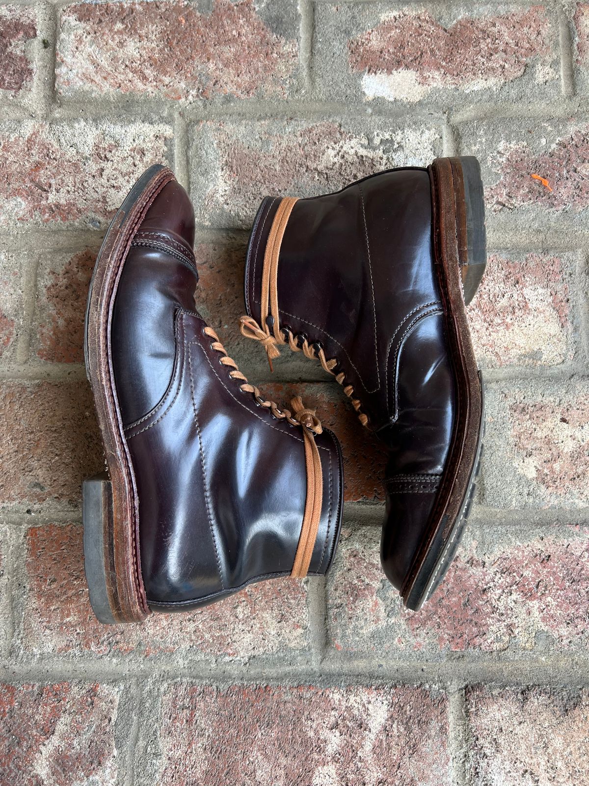 Photo by kspolini on February 3, 2023 of the Alden Perforated Cap Toe Boot in Horween Color 8 Shell Cordovan.