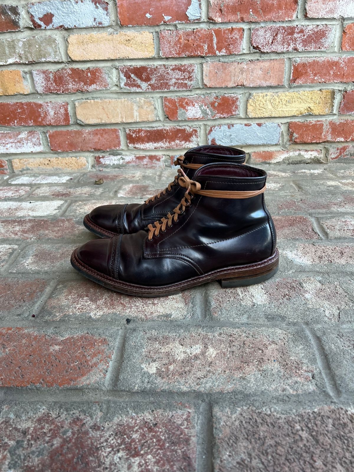Photo by kspolini on March 3, 2023 of the Alden Perforated Cap Toe Boot in Horween Color 8 Shell Cordovan.