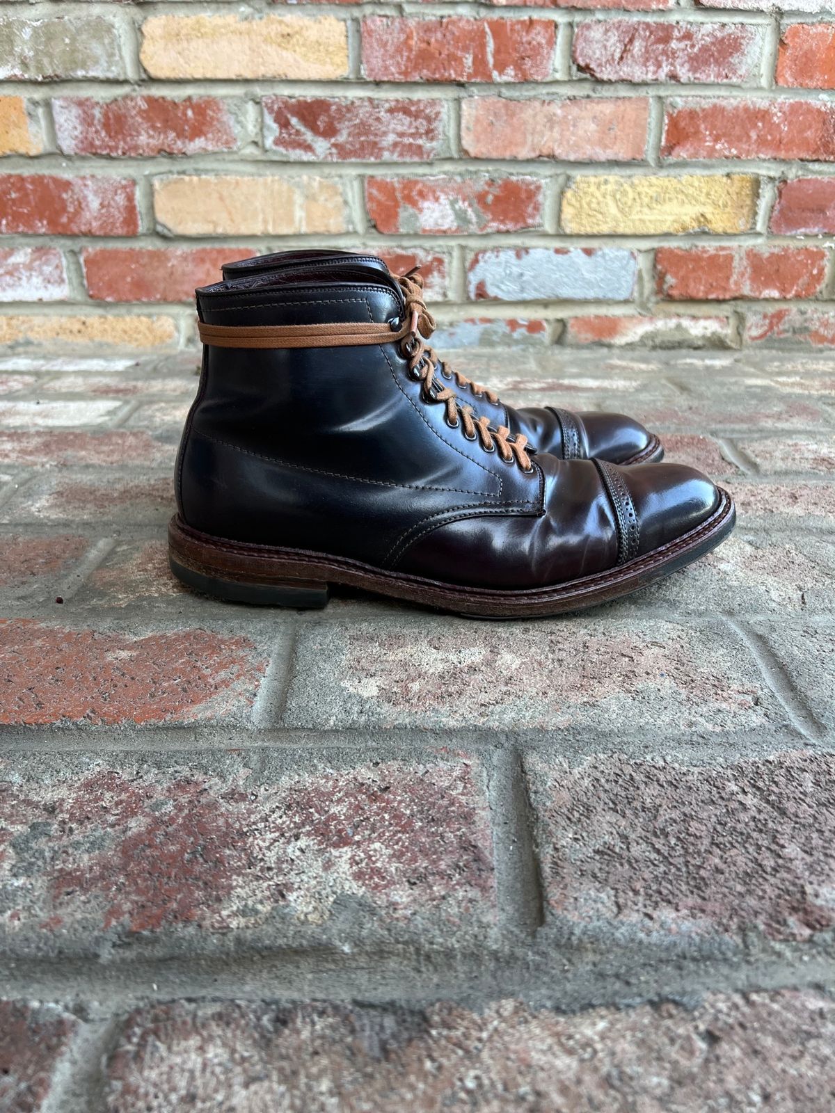 Photo by kspolini on March 3, 2023 of the Alden Perforated Cap Toe Boot in Horween Color 8 Shell Cordovan.