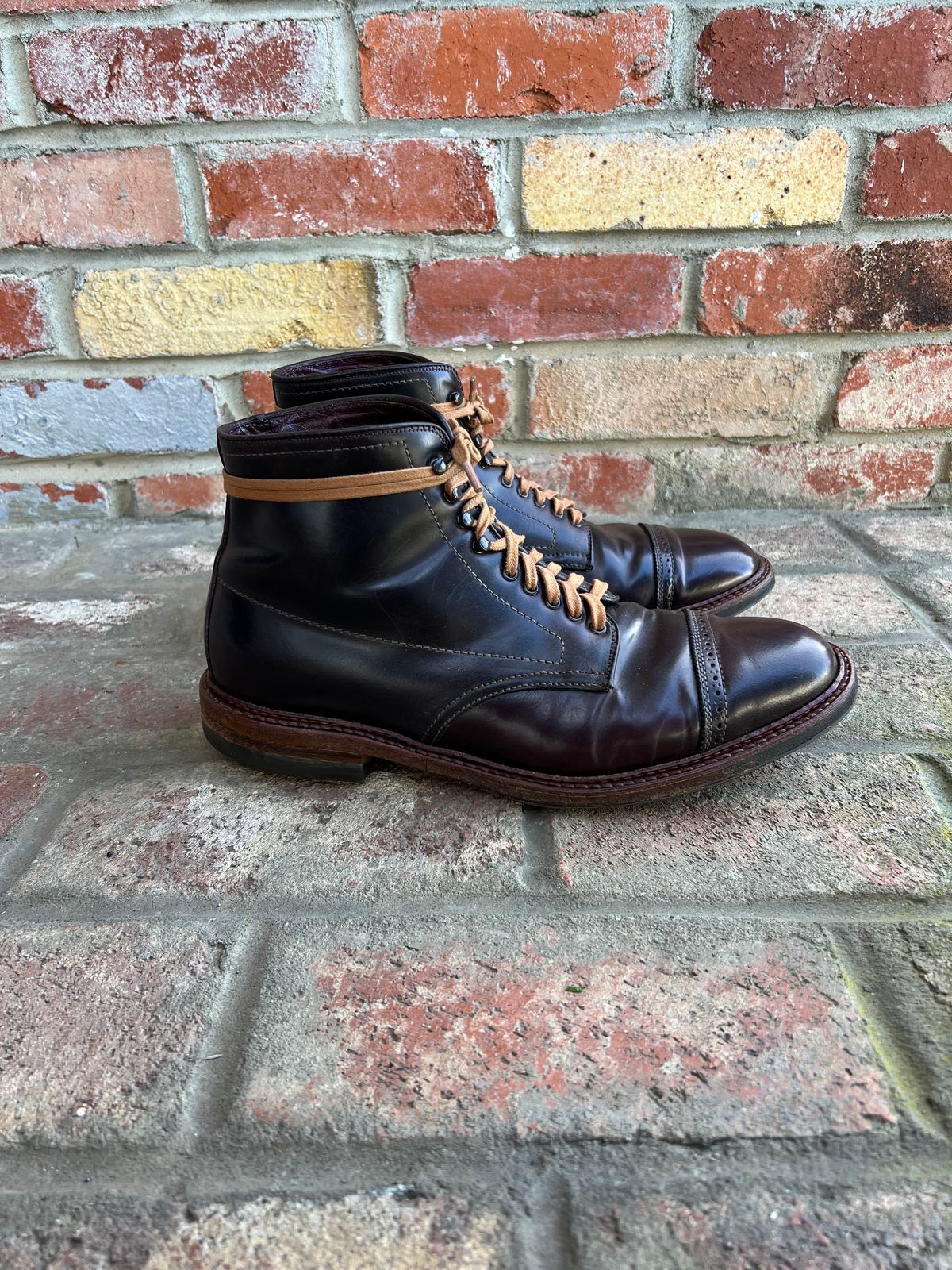Photo by kspolini on April 2, 2023 of the Alden Perforated Cap Toe Boot in Horween Color 8 Shell Cordovan.