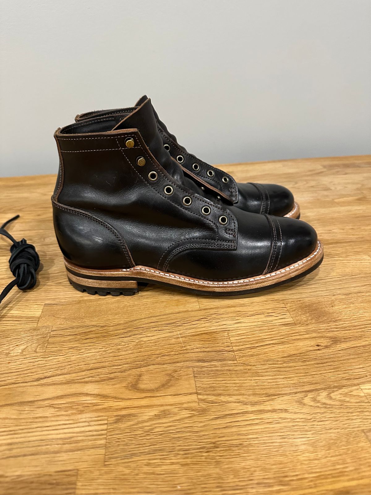 Photo by nerdingdirty on October 4, 2023 of the Truman Service Boot in Black Teacore.