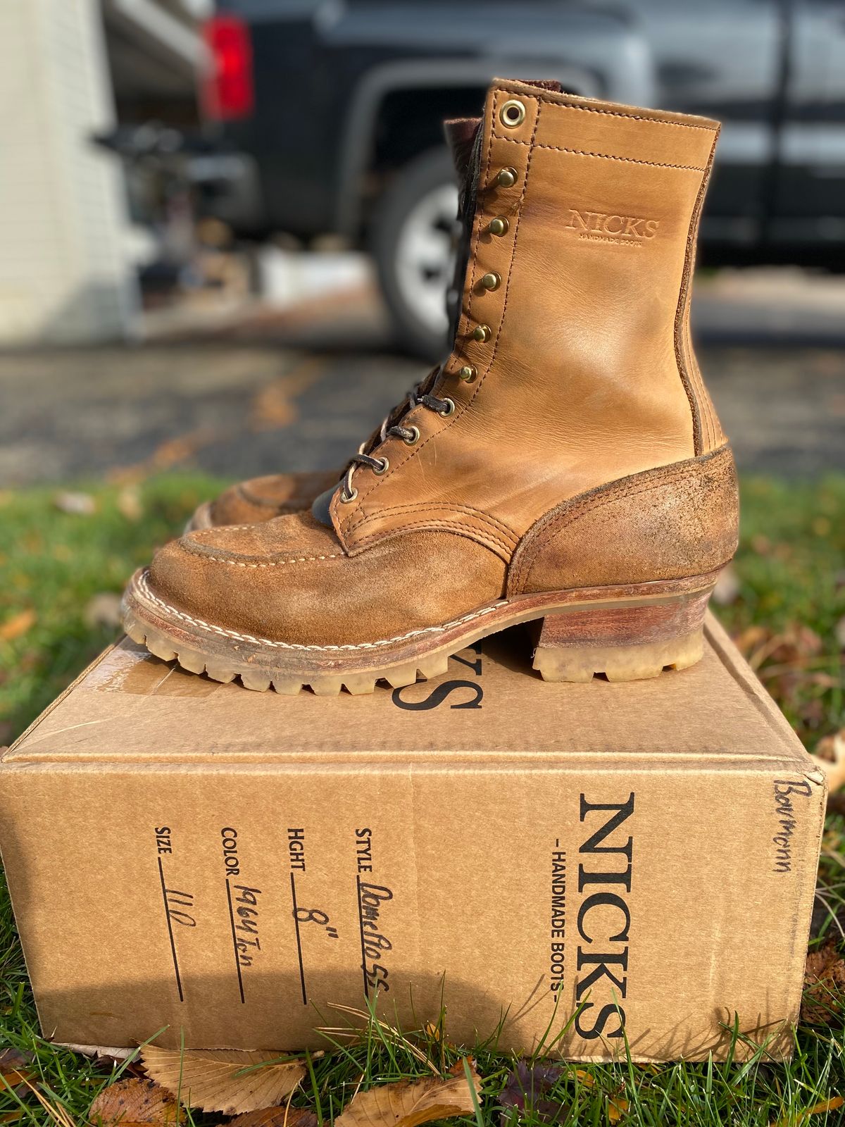 Photo by bootbeater on November 4, 2023 of the Nicks DomePro in Seidel 1964 Tan Roughout.