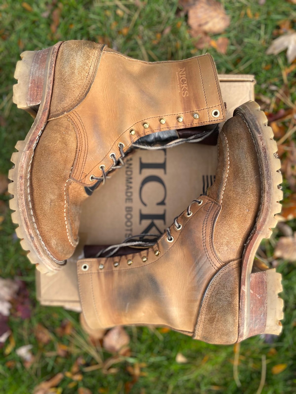 Photo by bootbeater on November 4, 2023 of the Nicks DomePro in Seidel 1964 Tan Roughout.